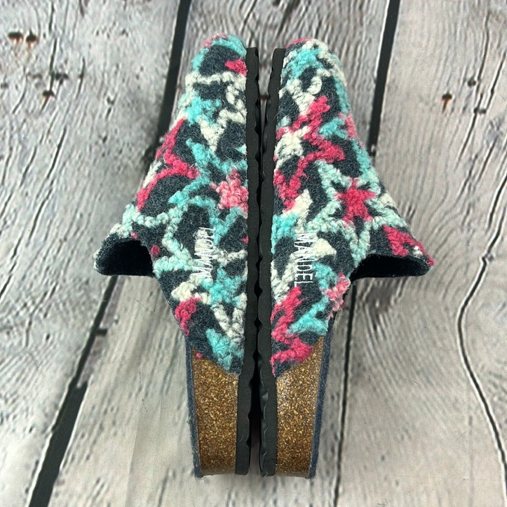 MANDEL Made in Italy Blue White & Pink Stars Slip On Clogs Mules Flats - Picture 17 of 17
